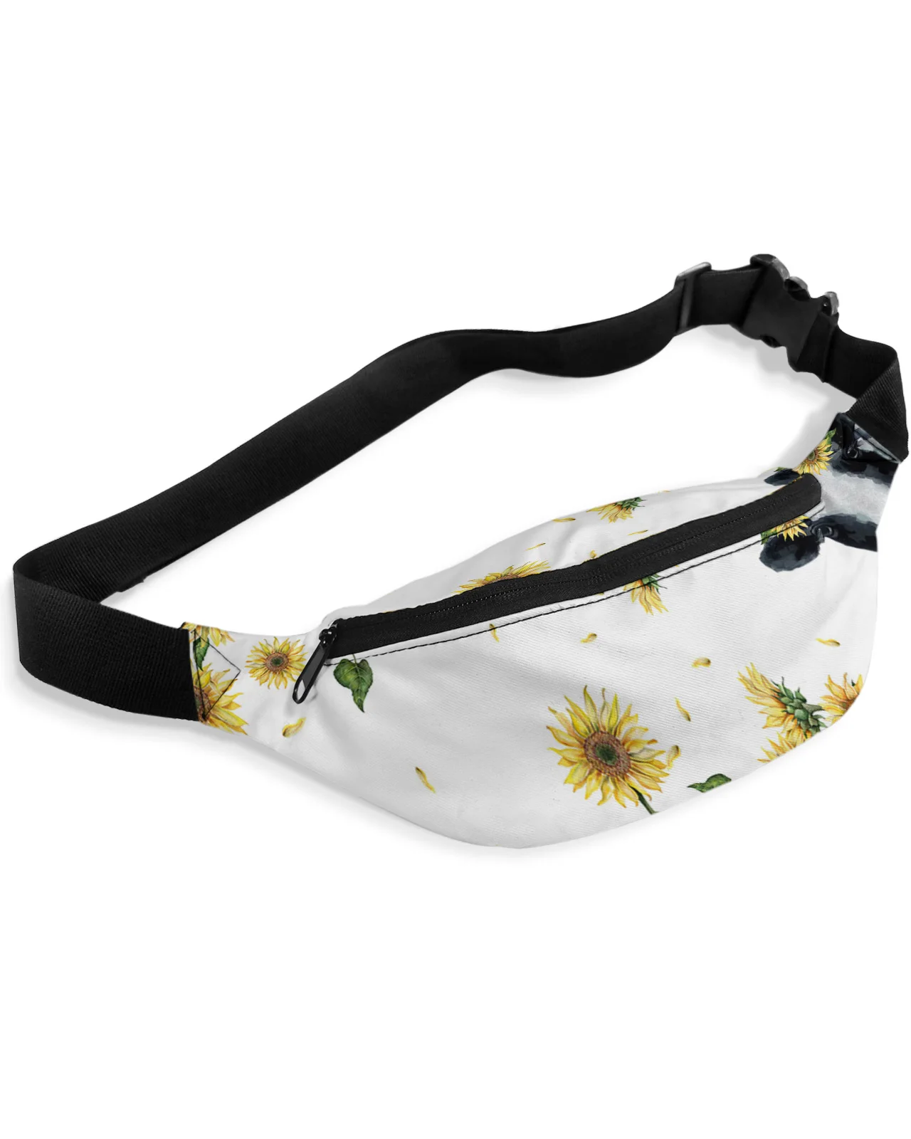 Country Style Sunflower Cow Waist Packs Shoulder Bag Unisex Messenger Bag Casual Fashion Fanny Pack for Women