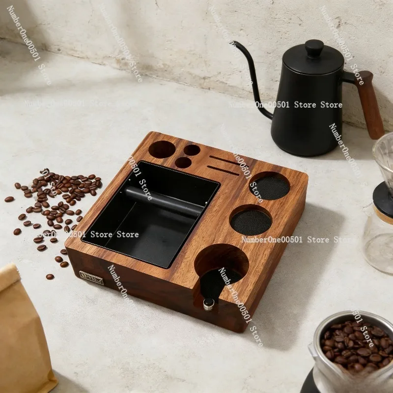 Coffee Powder Pressing Base, Powder Dispenser Accessories, Coffee Machine Handle Bracket, Walnut Appliance Storage Seat