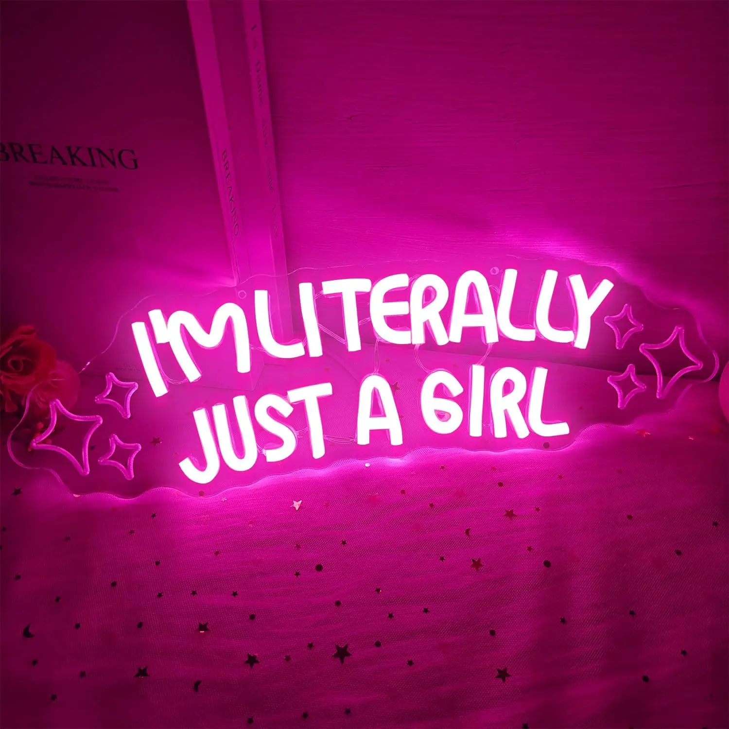 

I'M Literally Just A Girl Неоновая вывеска с регулируемой яркостью USB-светодиодная вывеска для спальни, настенный декор для вечеринки, консервативные неоновые огни, милый девчачий декор стен