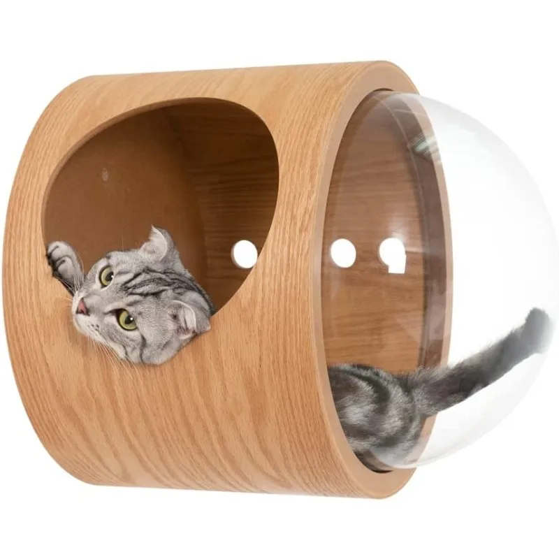 Spaceship Pet Bed for Cat and Dog, Window Perch, Tree Made of Wood, Wall Mounted, Indoor Cat, DIY Mansion Cat accessories