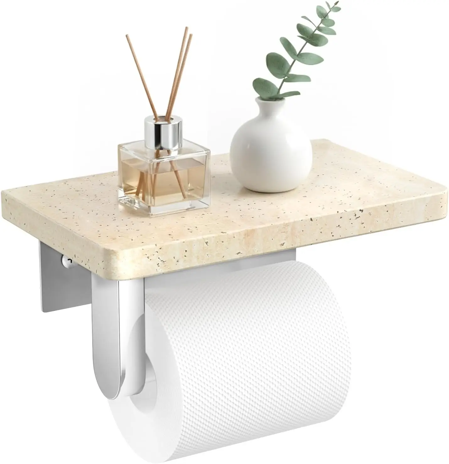 

Marble Toilet Paper Holder with Shelf 304 Stainless Steel Wall Mounted Tissue Holder for Bathroom Washroom RV