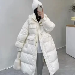 2024 neue Frauen Daunen jacke Wintermantel weibliche mittellange Version Parkas dicke warme Outwear Kapuze Freizeit Mode Mantel