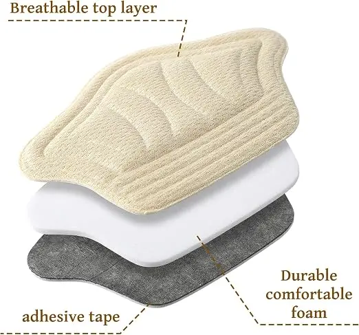 Self-Adhesive Heel Cushion Inserts 6 Pairs + One-Click Lock Elastic Shoelaces Anti Blister Heel Grips Adjust Oversized Shoe Size
