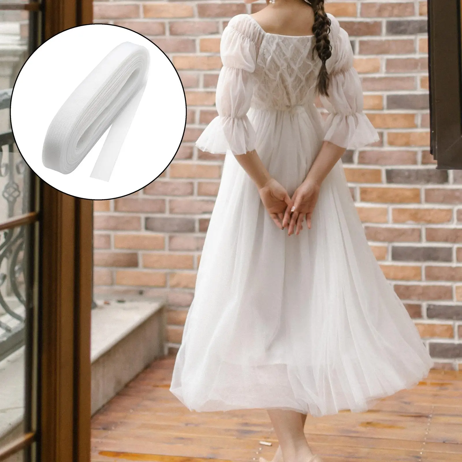 Wedding Dress Horsehair Braid White Polyester Trim 50 Yards Crinoline Fabric Ribbon for Hem Curtain DIY Handmade Sewing