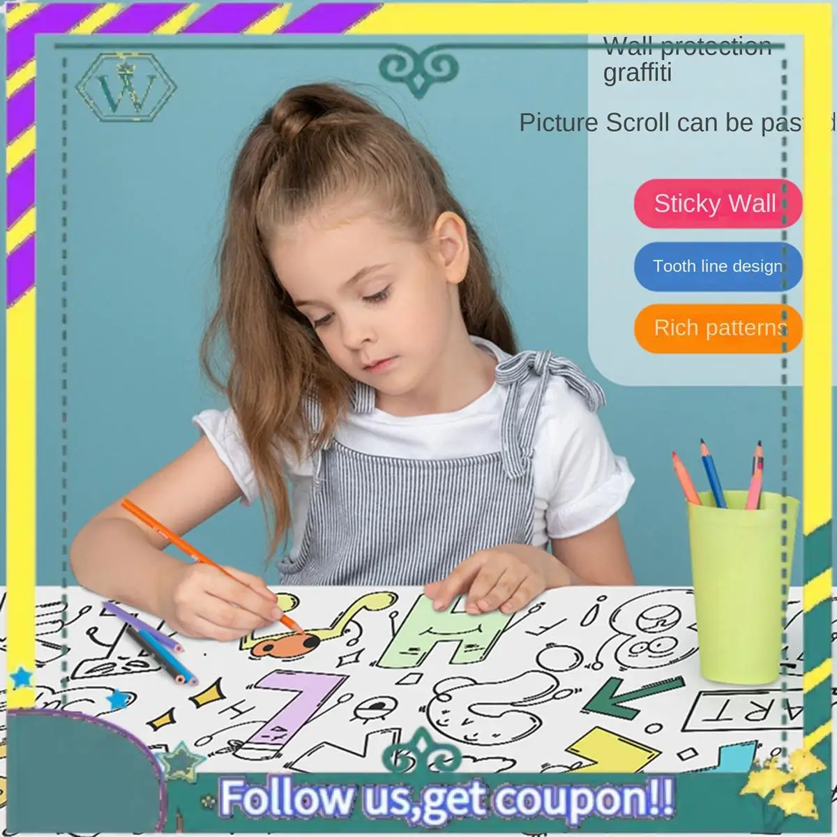 

NEW 3 Pack Drawing Color Filling Paper Drawing Paper Roll Coloring Paper Roll For Kids