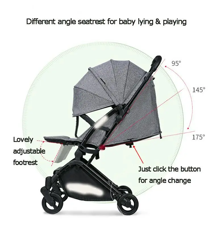 Foldable Stroller EN1888 One Button to Fold 0-3 Years Lightweight Baby Travel Stroller