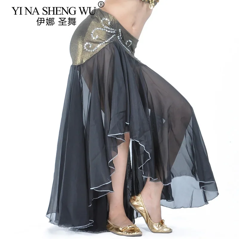 الراقية أزياء الرقص الشرقي الشيفون طويل سليم فلاش تنورة المرأة مثير الرقص الشرقي ذيل السمكة تنورة الرقص الشرقي ممارسة الملابس #3