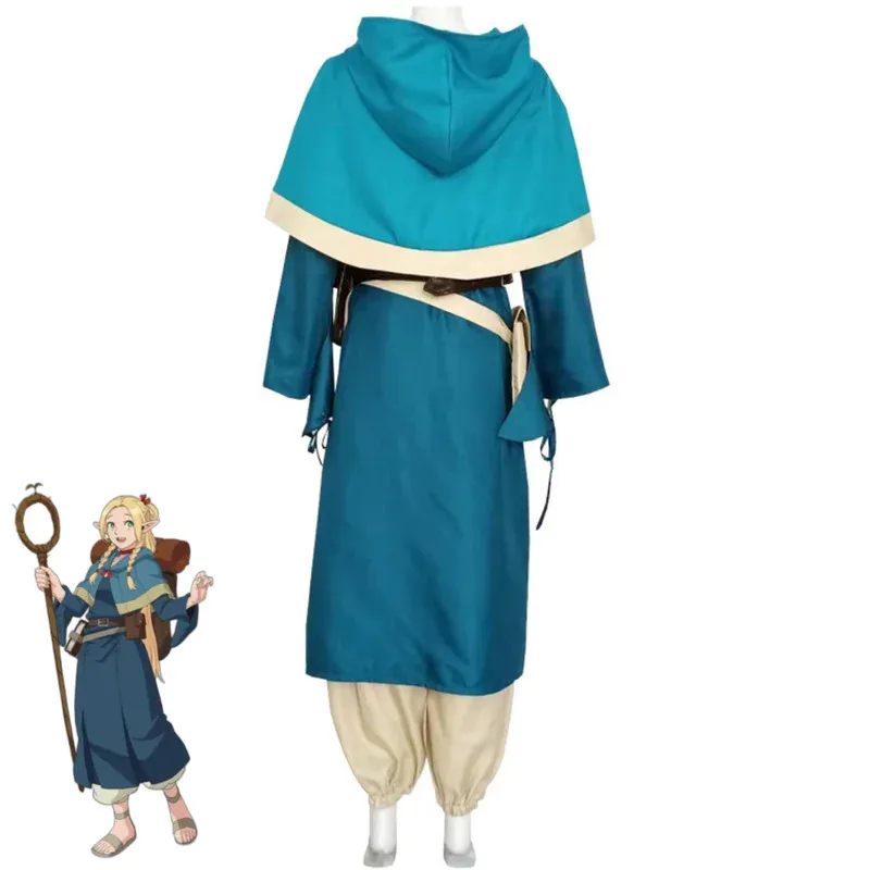 Аниме Delicious in Dungeon Marcille, карнавальный костюм, шаль с капюшоном, униформа, парик, обувь, женский милый костюм для рождественской вечеринки, дня рождения