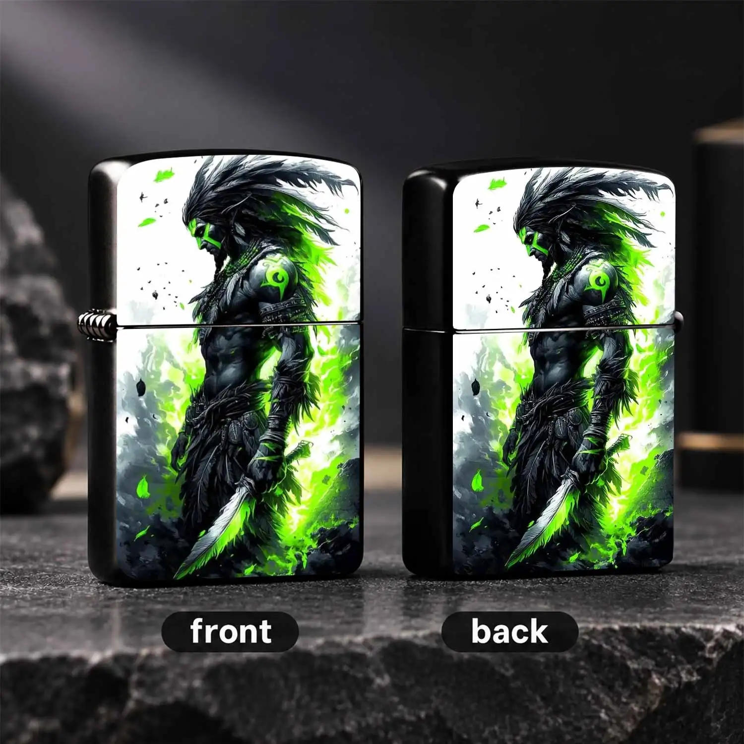 Stylish Tribal Shadow Art Printed Portable Lighter, Trendy Vibe Decor Accessory, Suitable For Outdoor Trips, Daily Use, Camping, Gatherings, Ideal Gift For Friends And Hobbyists For And Display, Versatile Practical All-Scenario Creative Car