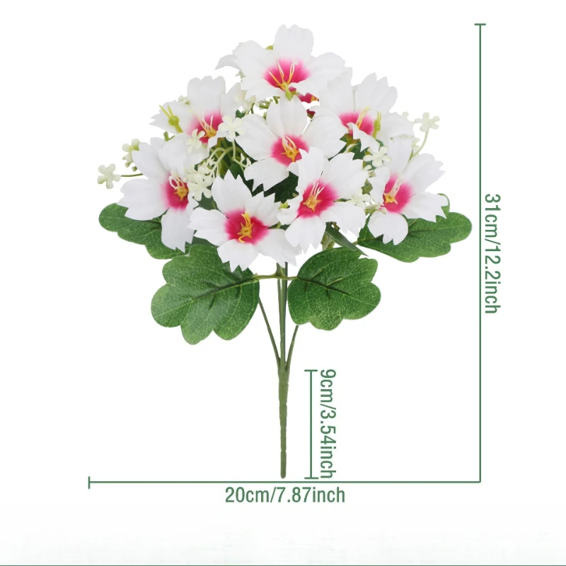 12 Stück Künstliche Blumen Seiden-Morgenblumen Heimdekoration Kunstblumen Hochzeits-Simulation 5-Köpfiger Rosa Petunien-Strauß – Detail 11