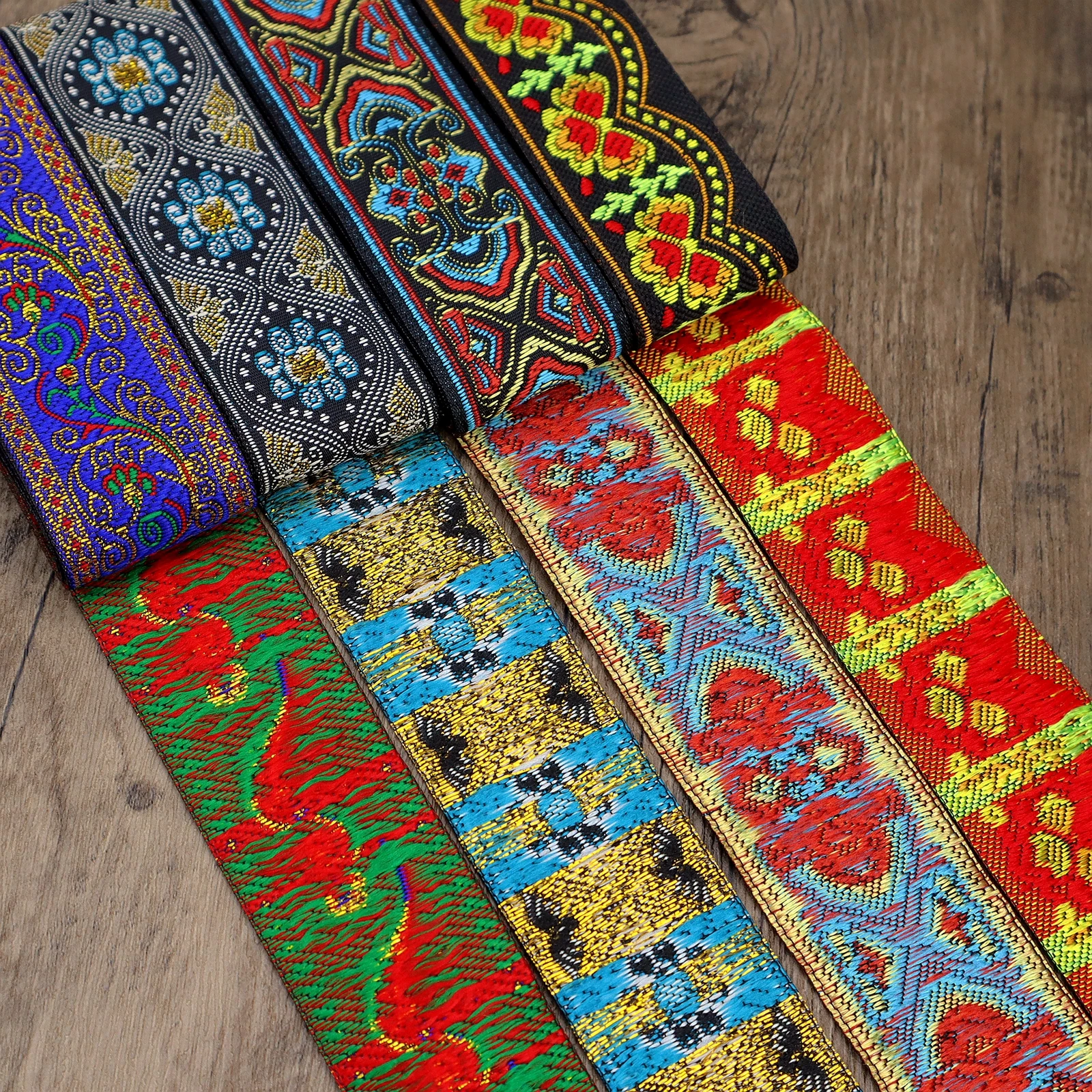 2 Yards Jacquard Ribbon Vintage Embroidered Lace Ribbon For Sewing, Crafts Decoration