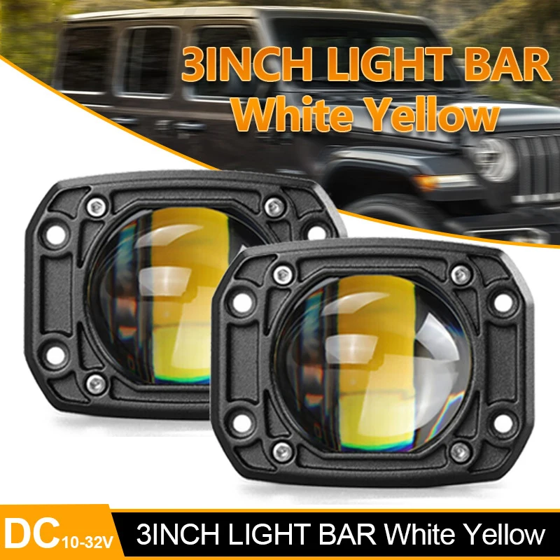 3 Inch 8D LED Lens Work Light 40W Dual Color 3inch Fog Lamp Driving Beam Square Round For Off Road 4WD Truck SUV ATV Motorcycle