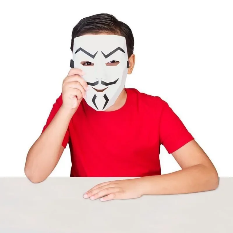 Spy Ninjas Project Zorgo Hacker Mask Black White V For Vendetta Hackers Cos Mask Halloween Cosplay Party Diy Masks ren Toys view 5