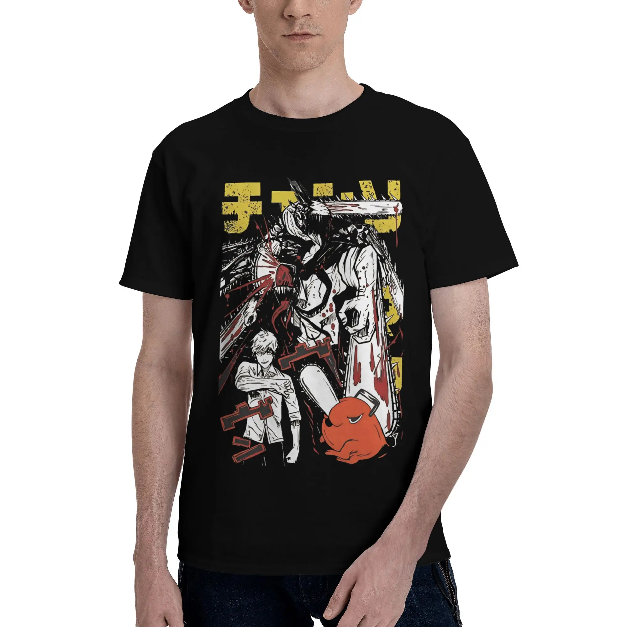 CSM Fury  Funny Graphic 100% Cotton T-Shirt Bandai Chainsaw Man Tops Tees For Men