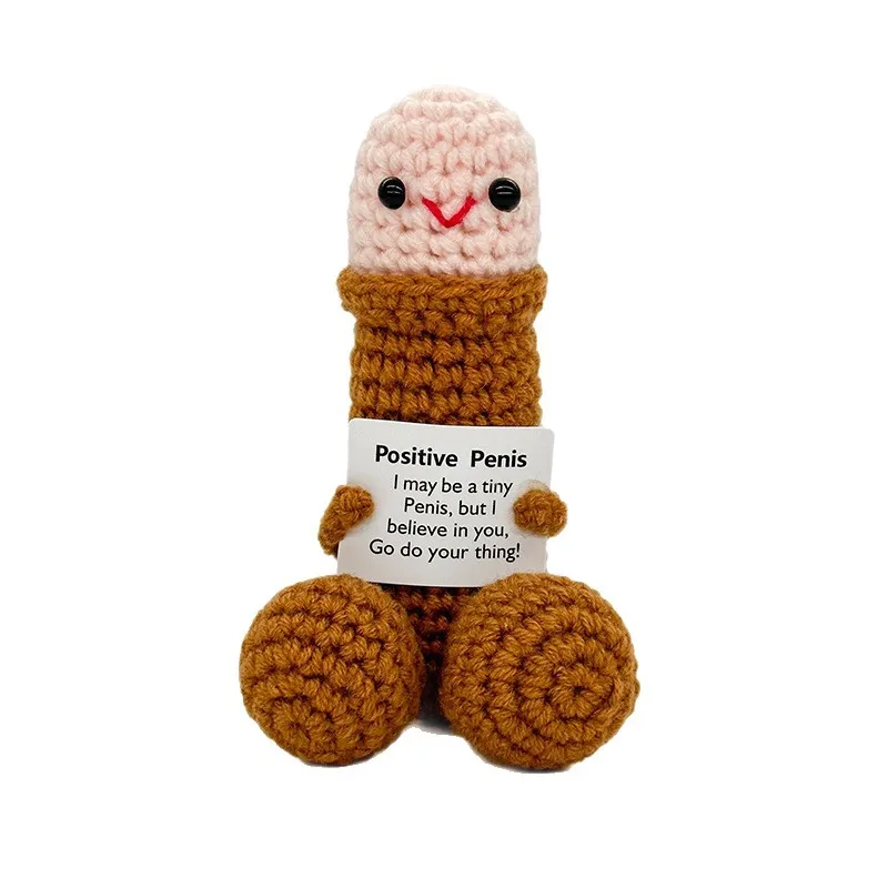 Hot Selling Finished Yarn Handmade Knitting Penis Doll Emotional Support Funny Expression Pack Desktop Decoration Gift Giving