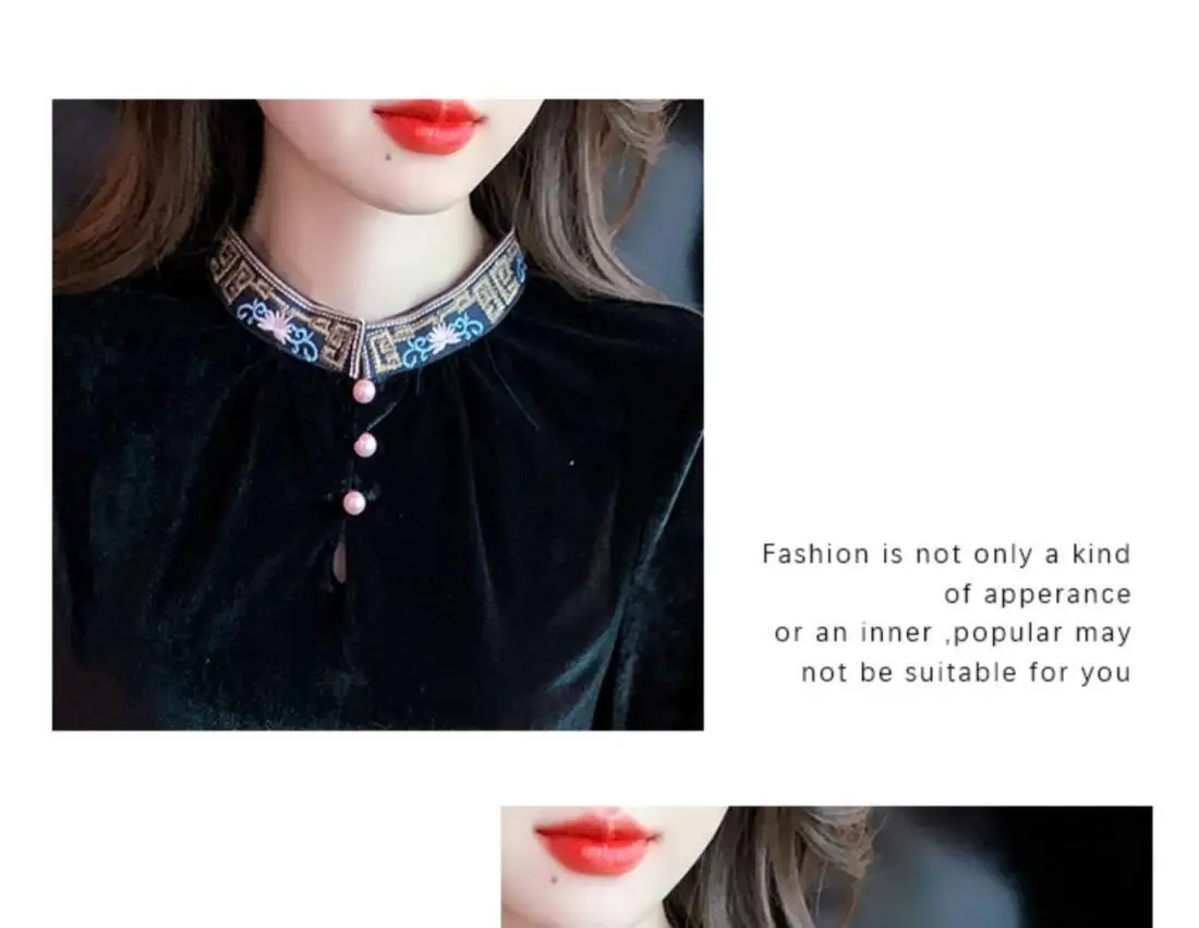 Stand Collar Base Shirt Women\'s Autumn Winter New High-end Velvet Top Anti-aging Beautiful Fashion Stylish Slim Looking Shirt