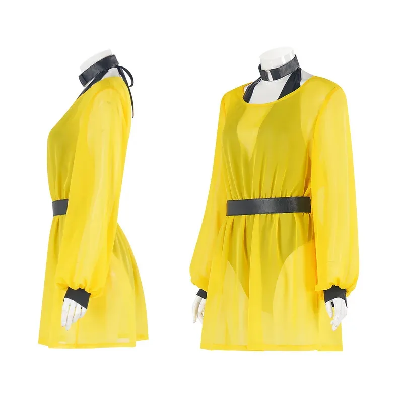 2025 22 الحرير شبح تأثيري الخيال فستان أصفر 2024 فيلم مراقب زي تمويه الكبار النساء لعب الأدوار فانتازيا وتتسابق فيما