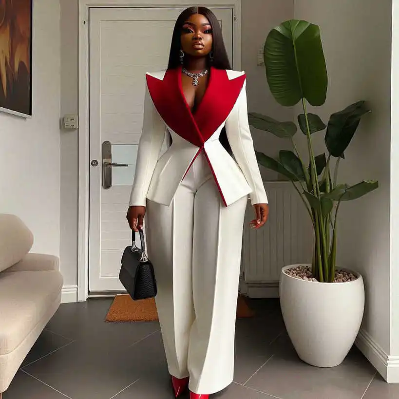 Plus Size Women Blazer Dress Peaked Lapel Ladies Formal Wear Prom Birthday Party Customized Jacket Outfits 2 Pieces image 2