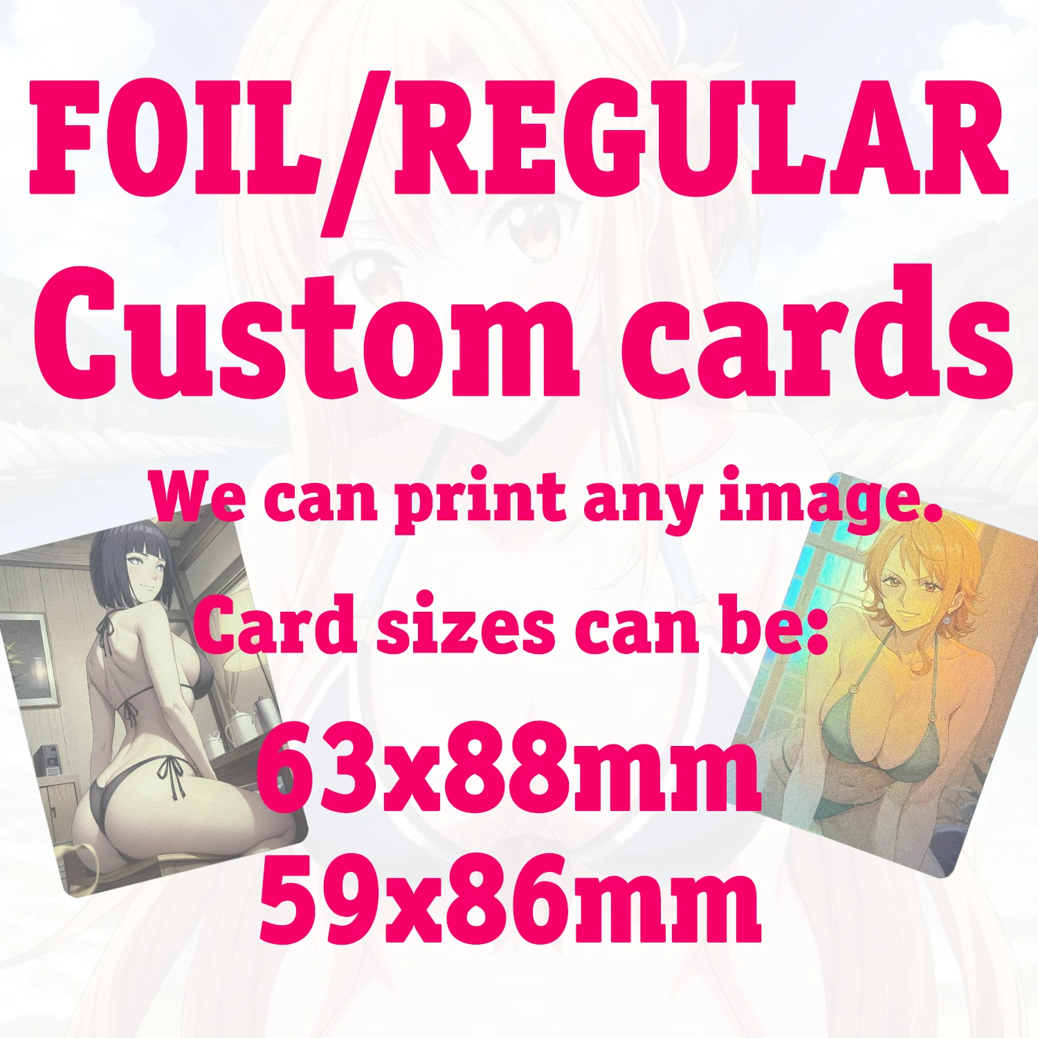 

Персональные карты по индивидуальному заказу, 10 шт., REGULAR/FOIL (63x88 мм/59x86 мм), размер «сделай сам», любые фотографии, TCG-карты, изготовление карточек на заказ, игральные карты