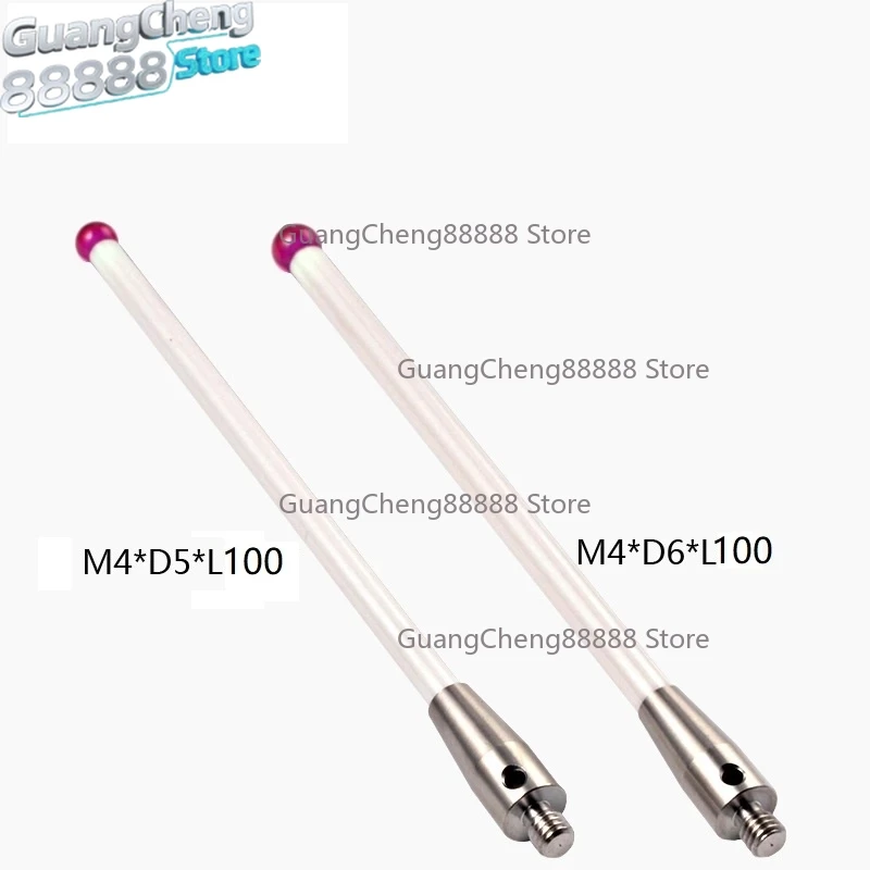 5/6mm OD M4 L100 Thread Ruby Head Ceramic Styli Rod 3D Three Dimensional Gauge Meter Coordinate Measuring Machine CMM Tip Probe