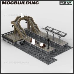 Moc Building Blocks Train Station Platform Transportation Hub Railroad Track DIY Bricks Urban Landscape Series Birthday Gifts