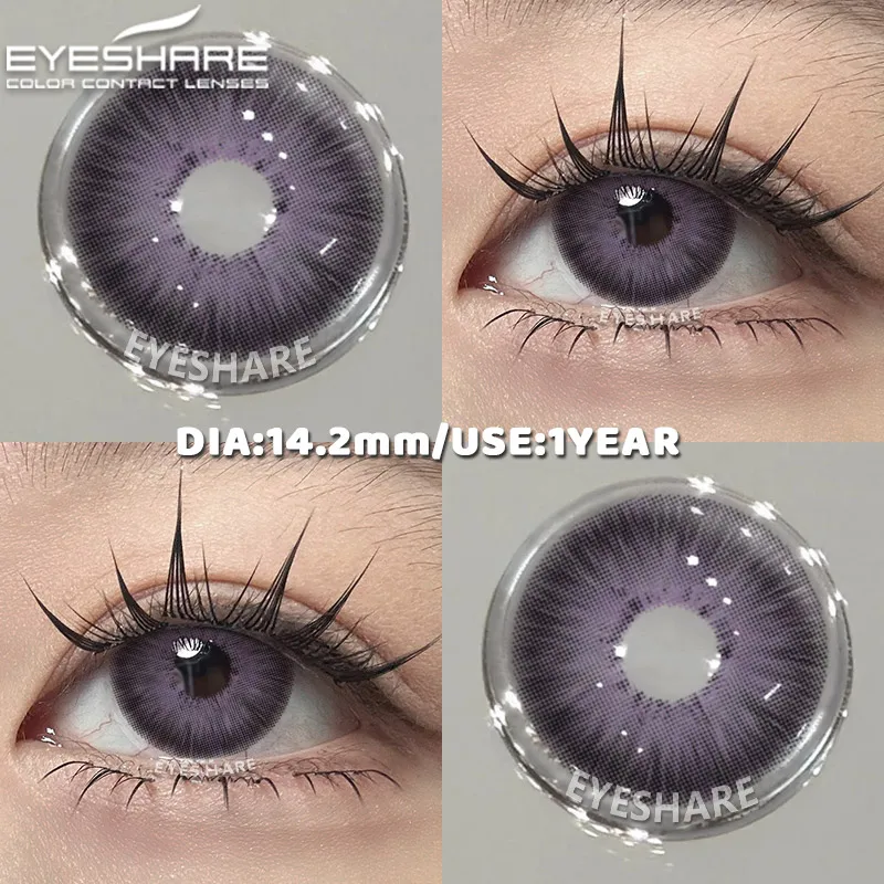 EYESHARE Natürliche farbige Schüler für Augen, 1 Paar schwarze Linsen, kosmetische blaue Schönheitslinsen, graue Augenkontaktlinsen, grüne Colorcon-Linse