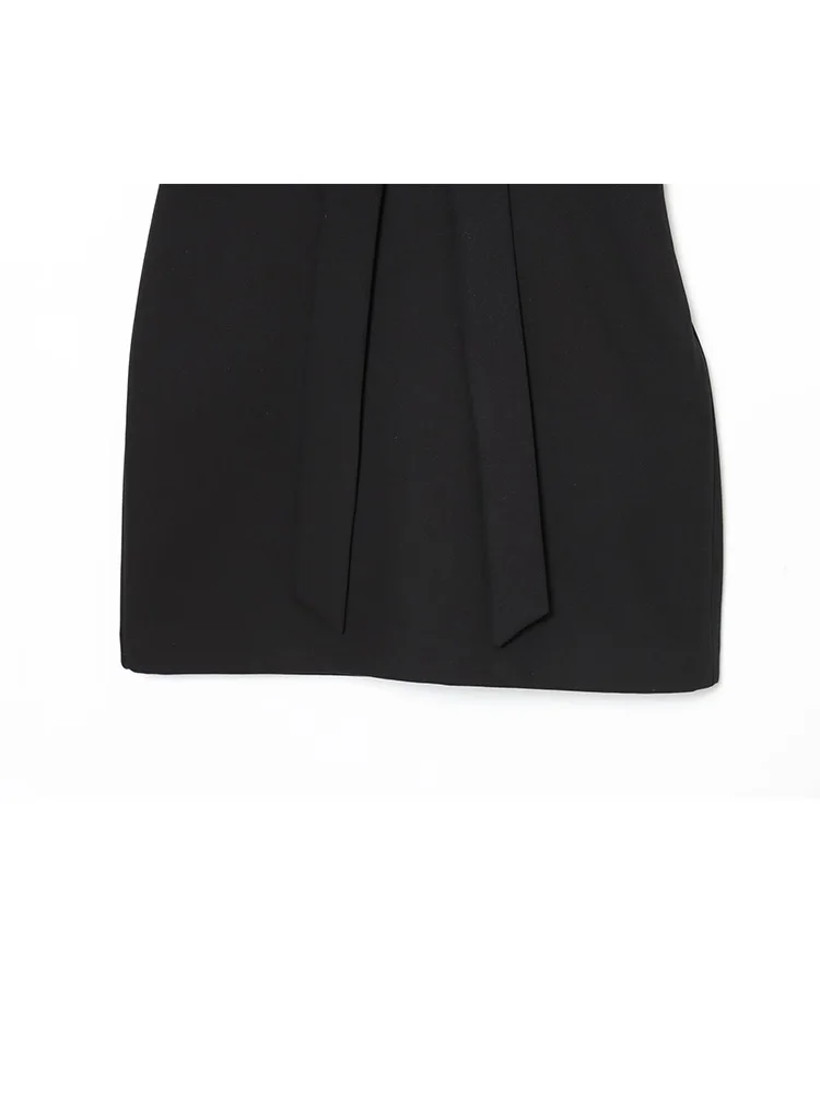 HH Frauen Sommer Elegante Bogen Verziert Seite Zipper Backless V-ausschnitt Kleid Weibliche High Street Casual Ärmelloses Mini Kleid Mujer