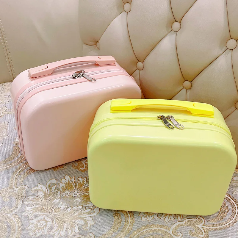 14 Inch Handheld Zipper Luggage ABS Waterproof Travel Suitcases Portable Mini Luggage Storage Boxes Makeup Suitcase Kids Luggage