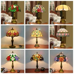Nordic Modern LED Table Lamps Stained Glass with Vintage Desk Light Bedroom Mediterranean Restaurant Turkish Home Deco Lighting