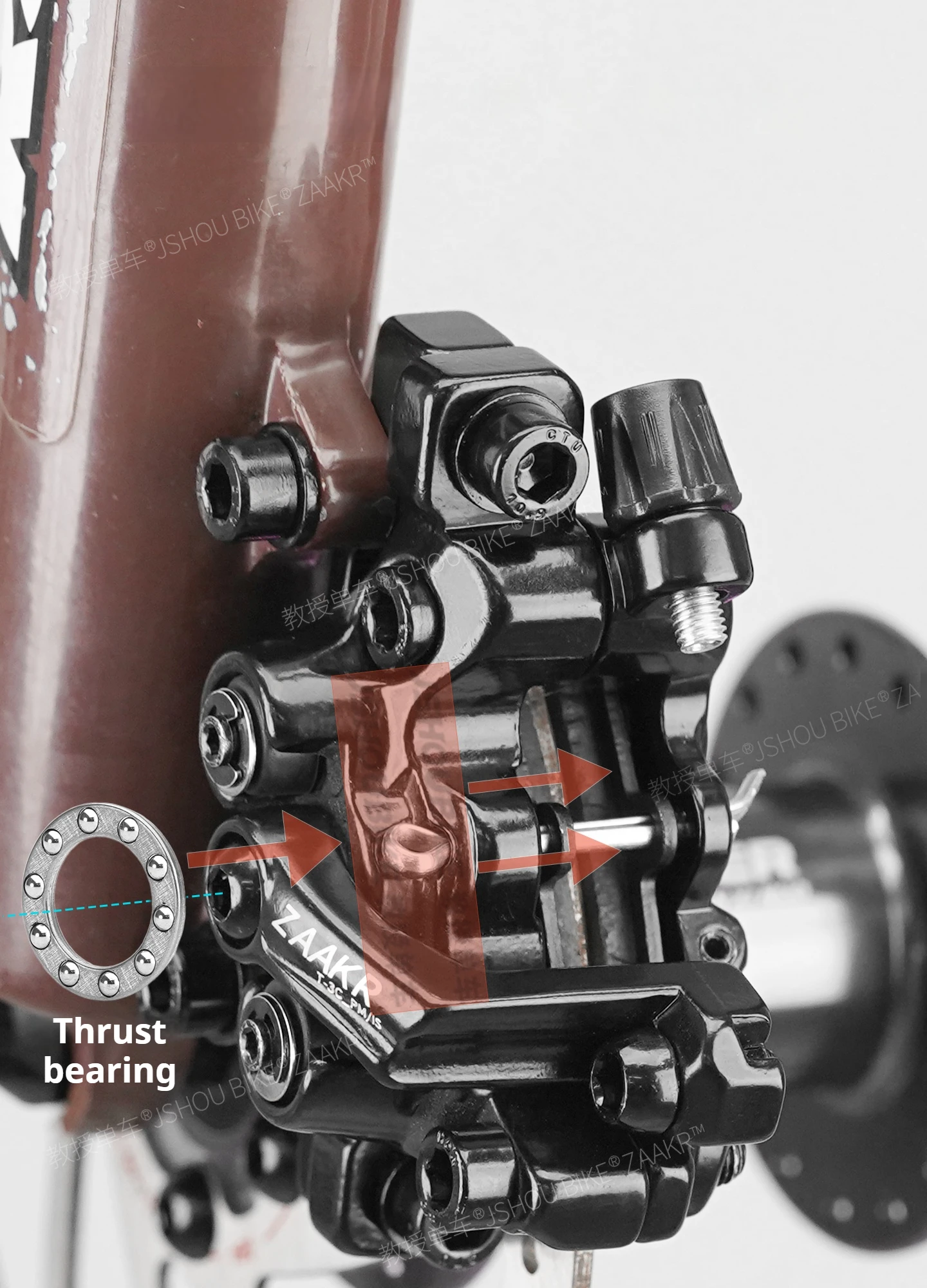 ZAAKR T-3C 4-Kolben-Kabel-Scheibenbremse, Aluminiumlegierung, Hohe Festigkeit & Präzise Bremsung, Geeignet für MTB/Klapp-/Elektrofahrräder – Detail 10