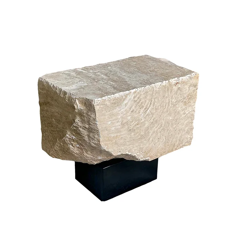 

Retro Natural Cave Stone Living Room Sofa Side Table High-Grade Art Corner Table Model Room Side Table