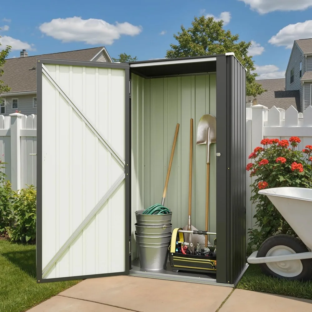 

22 Cuft Outdoor Storage Cabinet, Metal Storage Shed with Lockable Door, Indoor Outdoor Vertical Waterproof Tool Shed Without