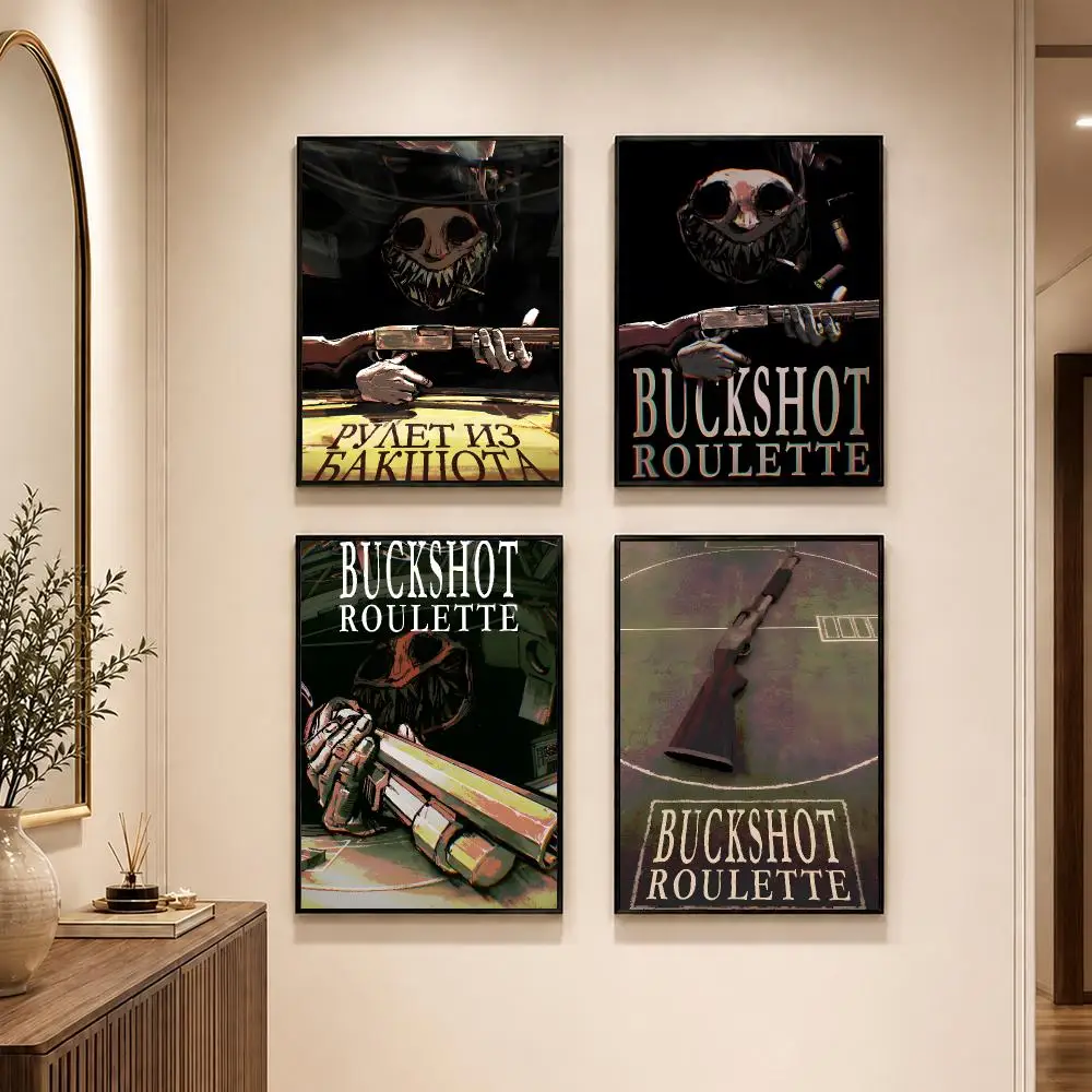 Video Game B-Buckshot Roulette Poster Modern And Elegant Wall Stickers For Home Decor Living Room Dormitory Wall Art