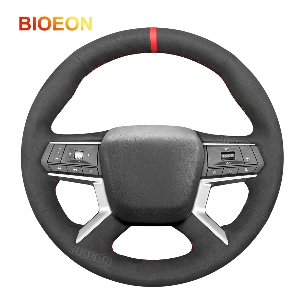 

Bioeon Black Synthetic Suede Car Steering Wheel Cover for Mitsubishi Outlander 2022-2024 / Outlander PHEV 2023-2024