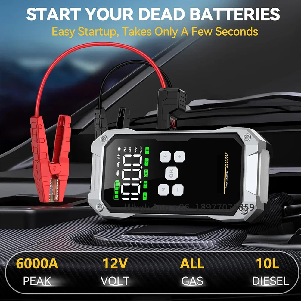 Car Jump Starter With Air Compressor 7000A 150PSI Jump Starter Battery Pack 12V Battery Jump Starter With Display