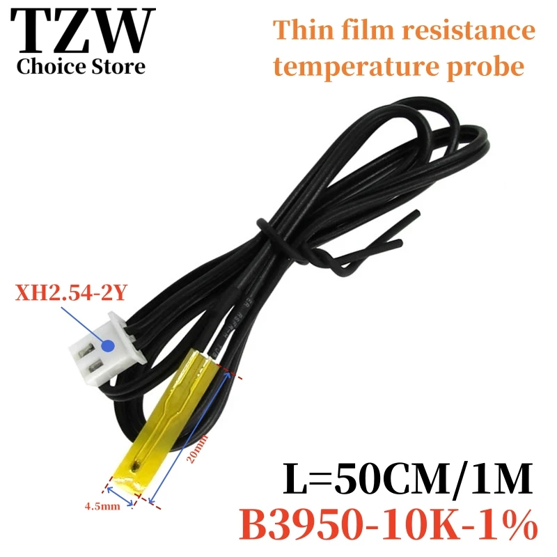 TZW NTC Ultra-Thin Temperature sensor Thin film thermistor probe B3950-10k Surface temperature measuring head with XH2.54 plug 5