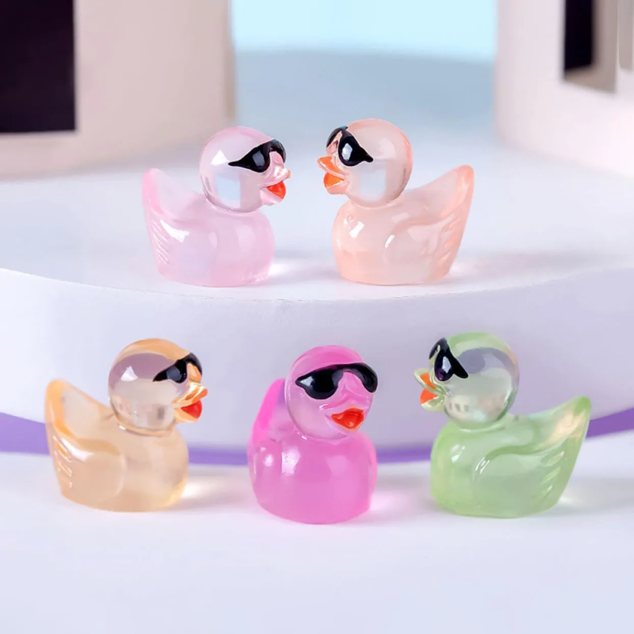 Mini canards lumineux en résine, 10/20 pièces, brillent dans la nuit, Style Cool, couleur aléatoire, pour bricolage, jardin féerique