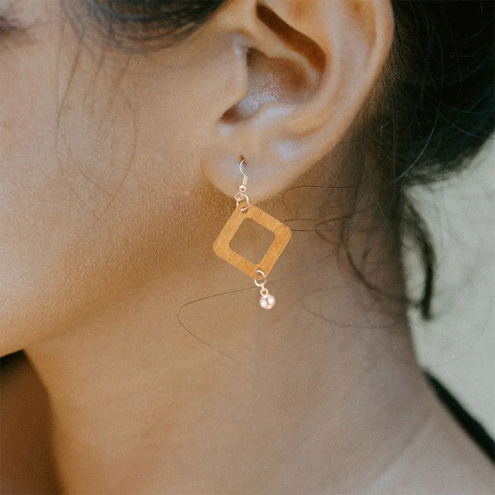 40Pcs Minimalist Wood Earring Blanks DIY Kit Natural Unfinished Rectangle Wood Cutouts for Jewelry Making Craft Painting