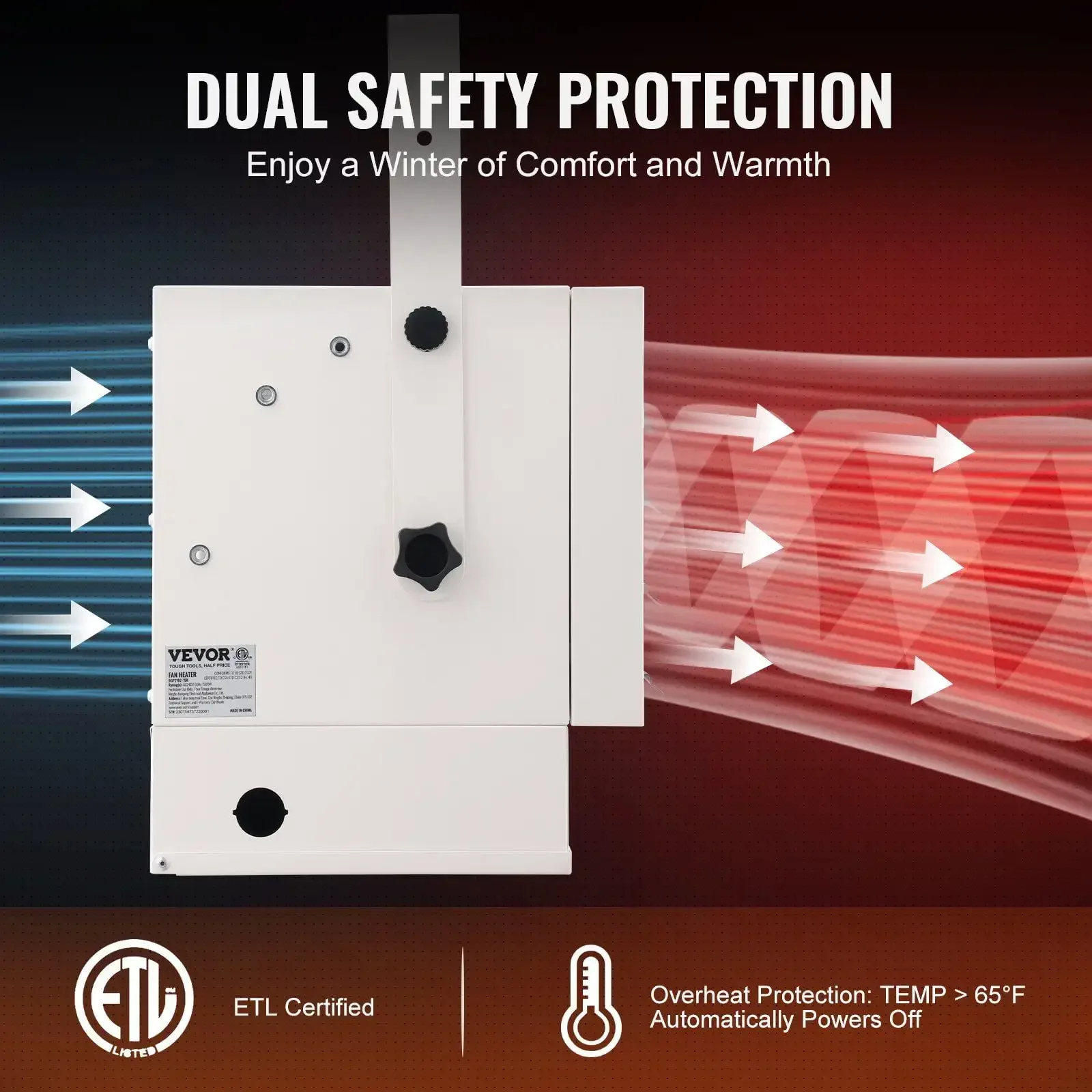 Electric Garage Heater, 5000-Watt Digital Fan-Forced Wall/Ceiling Mount Shop Heater, with Remote Control Overheat Protection