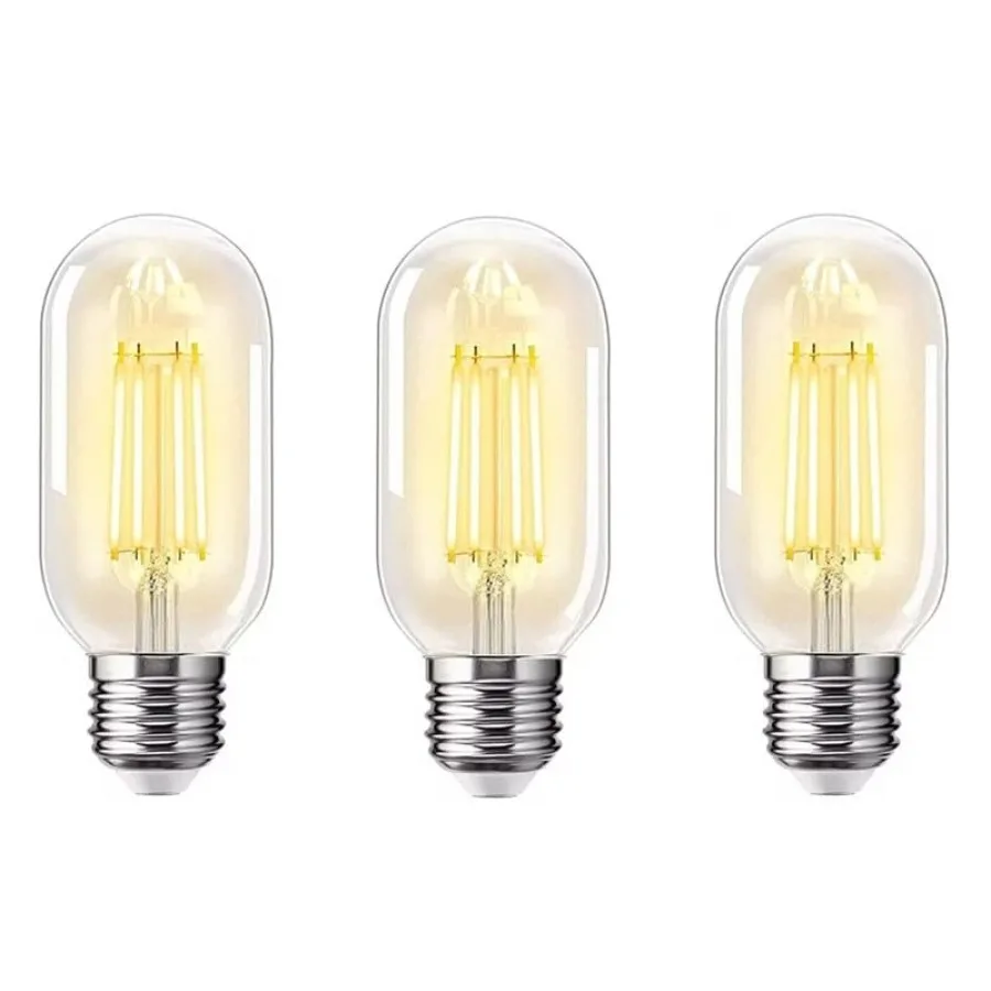 

E26 LED Light Bulb 4W, Equivalent 40W, E26 Tubular Light Bulb Non Dimmable 2700K, Antique Clear Edison Filament Bulb, Pack of 3