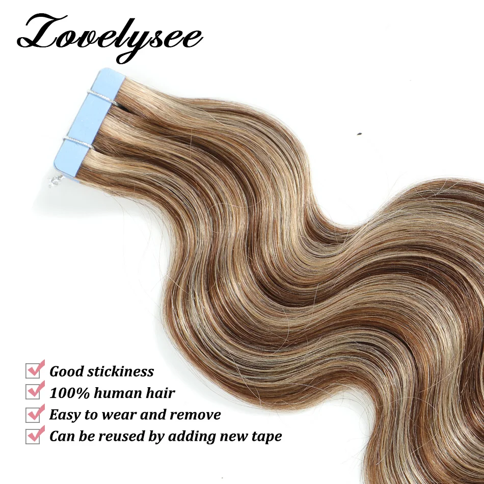 Lovelysee Tape In Human Hair Extensions 14- 28 Inch Body Wave Ombre Color Hair Brazilian Real Remy Human Hair For Woman Tape Ins