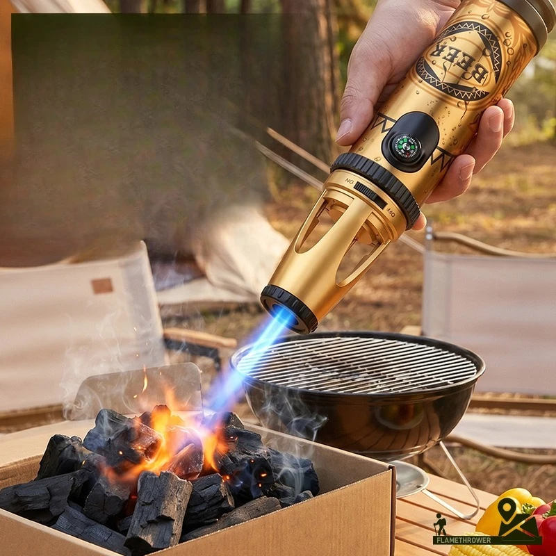 Outdoor Metal Multifunctional Straight Jet Spray Gun Inflatable Windproof Lighter Quality Welding Gun Cross-border Supply
