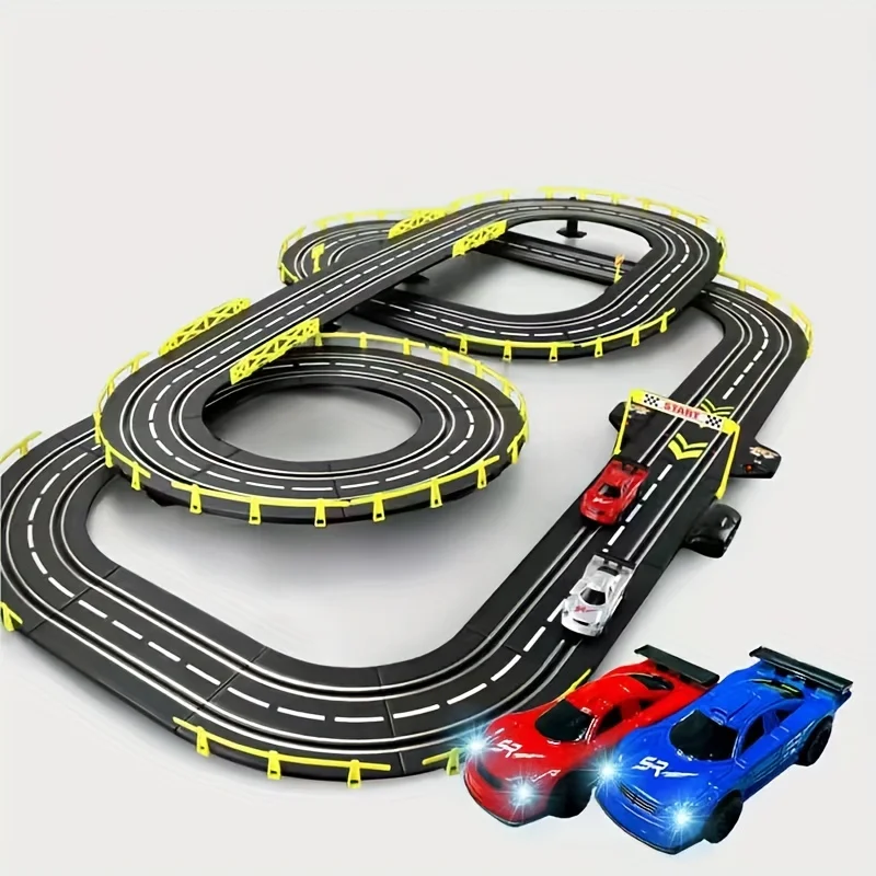 

2 Player Racing Track Toy Set - Assembly Vehicle Toy for Christmas Halloween Gift
