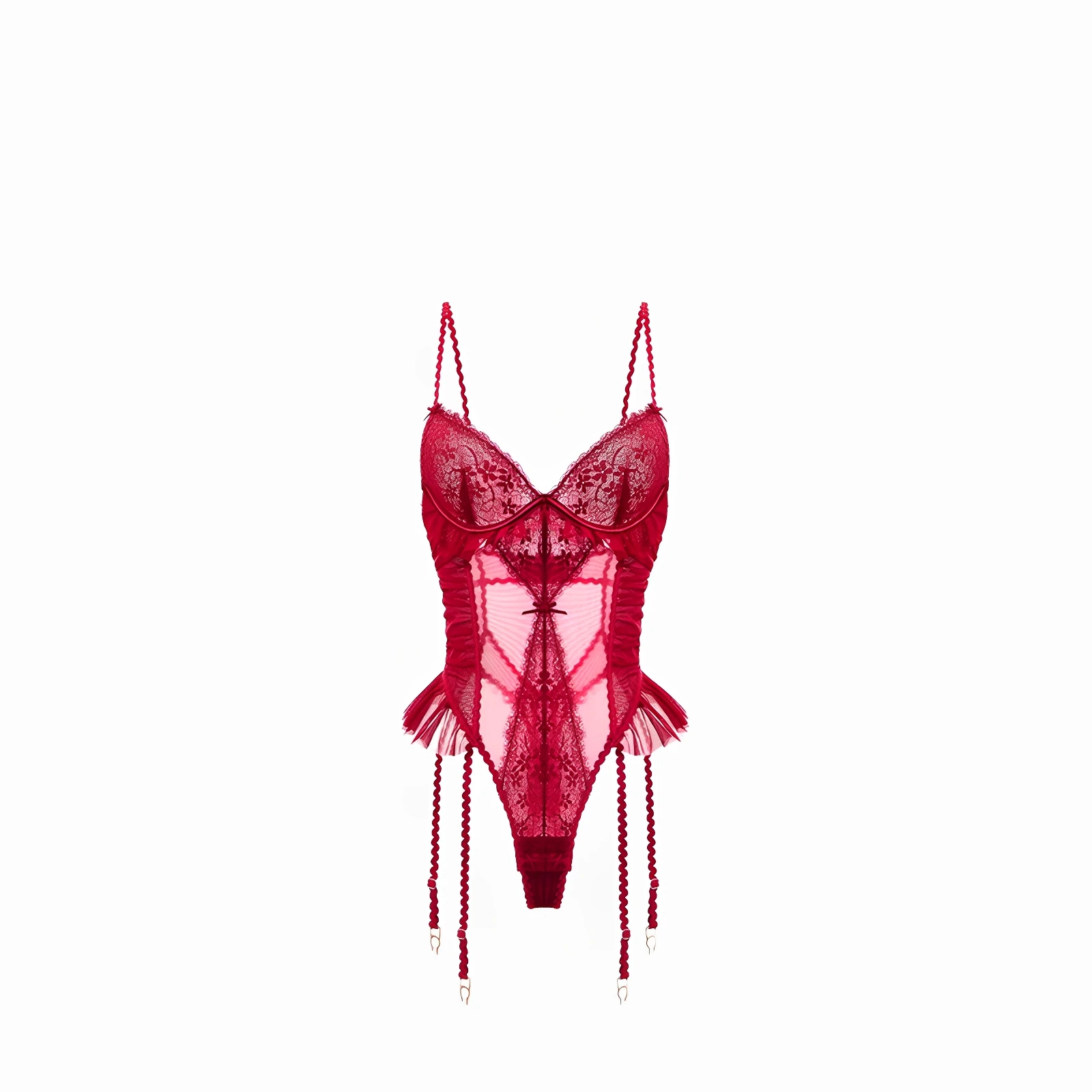 

Sexy Lace Bodysuit Spwear for Women Thin Red Ice Silk Street Sle Low Waist ort Pants Spring 2025 Faion Trend