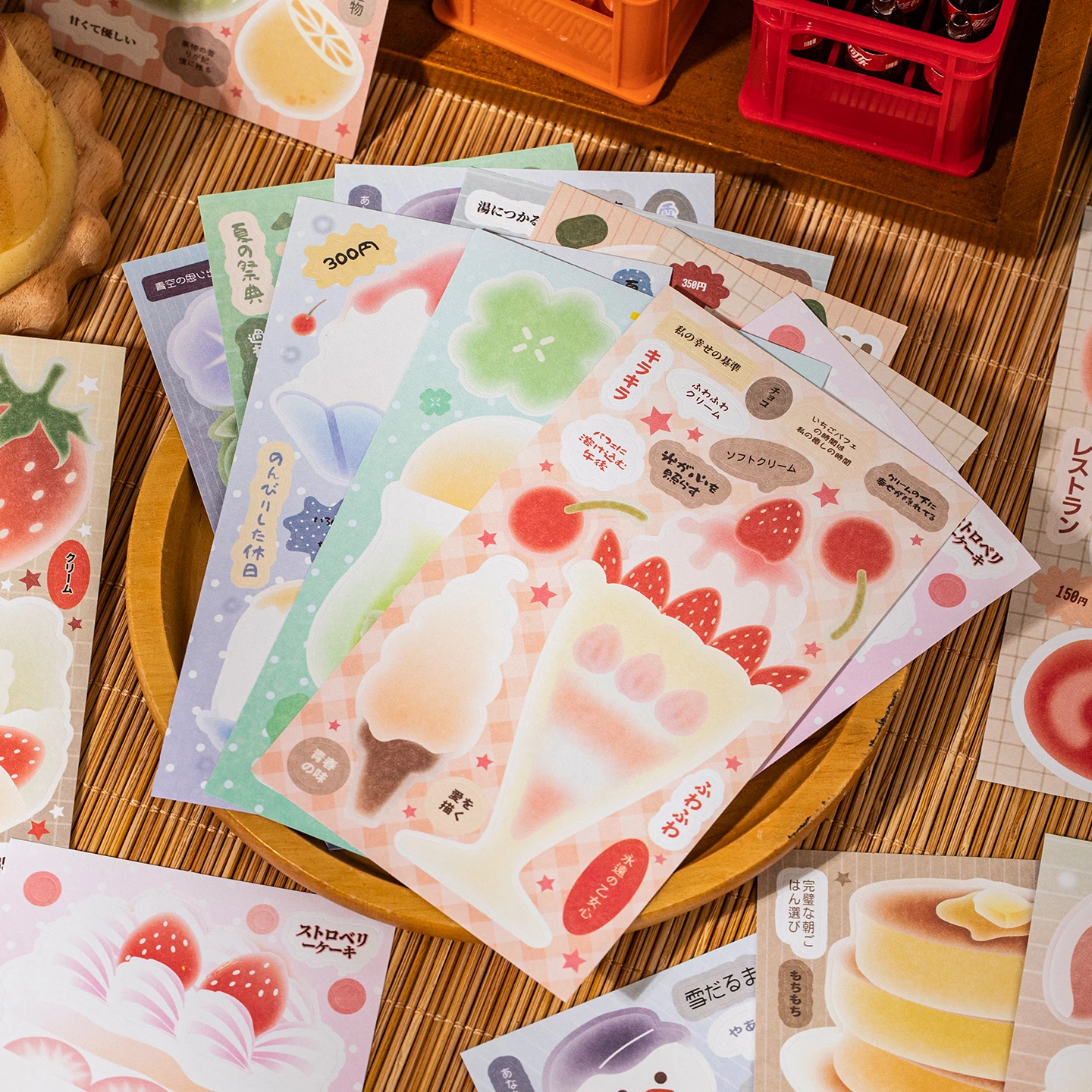 20Pcs Writable Note Paper Sticker Book, Japanese Daily Food Blank Label Decals for Journal Planning Collage