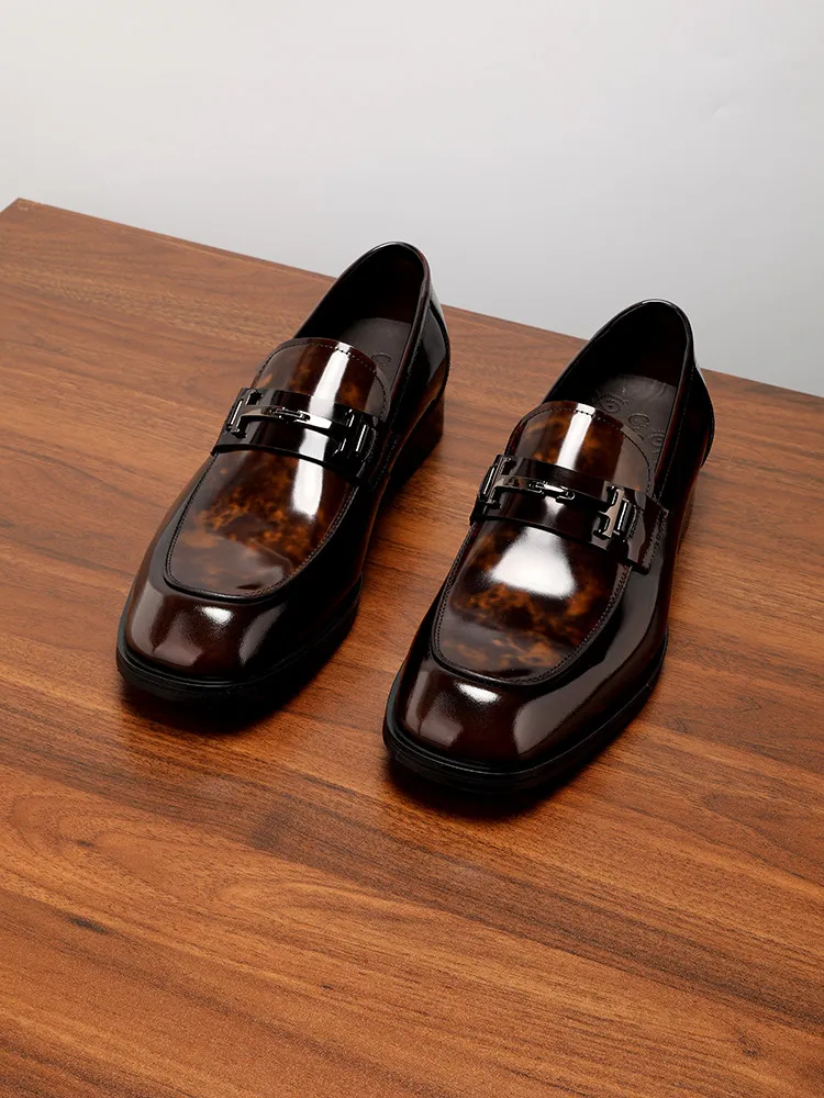 

Premium Men Business Commute Shoes Genuine Leather Metal Buckle Loafers Slip-On Formal Casual Dress Shoes