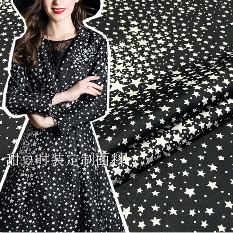 Yarn-dyed Brocade Jacquard Fabric Black and White Gradient Starry Dress Suit Jacket Clothing Brand Fashion Design Sewing Cloth