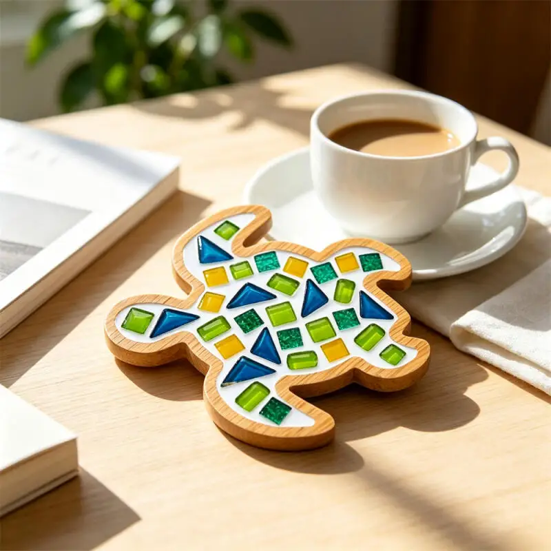 DIY Mosaic Cup Mat Marine Animal Mosaic Coaster Bamboo Pad Handmade Diy Materials Collage Arts Crafts Toys Xmas Christmas Gifts view 2