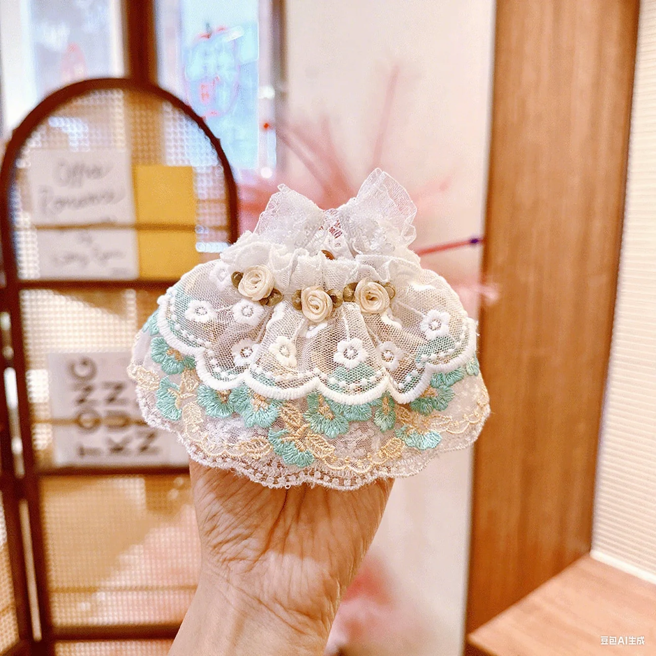 

For 15/17cm Labubu Doll Elegant Rose Lace Princess Dress Ball Gown Victorian Style Ropa Labubu Doll Accessory