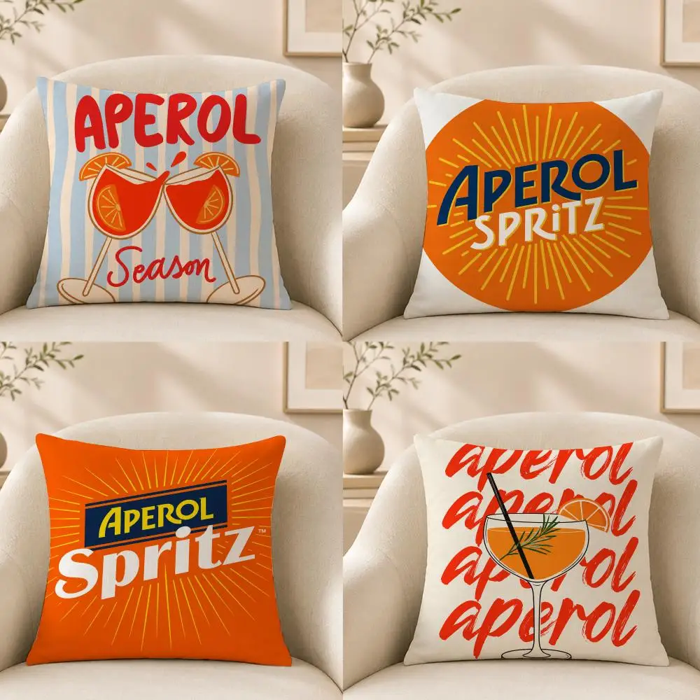 Beverage A-Aperol Spritz Cushion Cover Short‑plush Cushion Cover,Breathable,Skin‑friendly,Washable,room Sofa Decor Gift